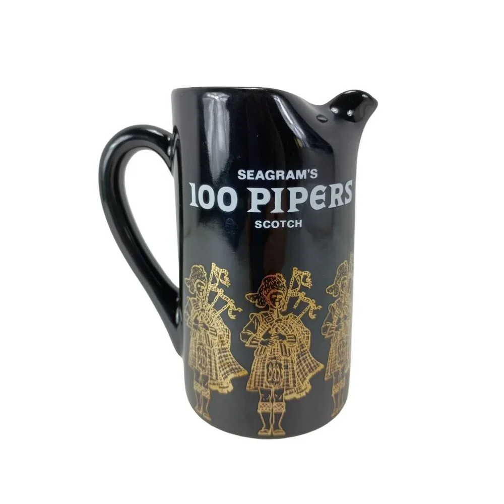 Seagram’s 100 Pipers Scotch Ceramic Water Bar Pitcher Vintage
